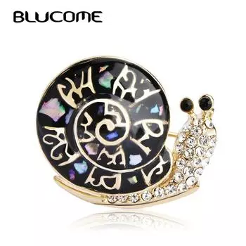 Брошь в виде ракушки улитки из морского ушка, черные броши, женские аксессуары, позолоченные 18-каратного золота заколки в виде животных, корсаж из нержавеющей стали чёрный