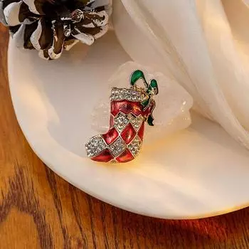 Брошь в виде рождественских сапог в стиле ретро, Niche Design Sense, Креативные любовные аксессуары с бриллиантовой инкрустацией Advanced Splicing