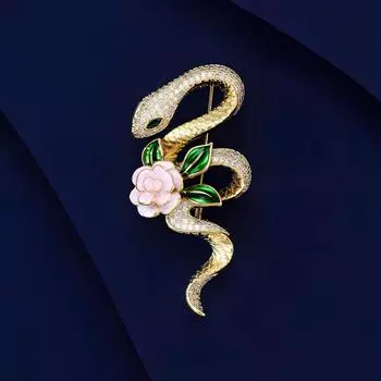 Брошь в виде розы и змеи в стиле ретро, женственная, универсальная, год змеи, брошь, дизайнерский смысл, нишевая булавка, аксессуары для костюма
