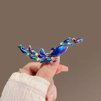 Брошь в виде рыбки в виде синего кита, высококачественная женская брошь в виде нишевого дизайна, аксессуары в виде булавки, темперамент, высококачественный корсаж в виде чувства, украшение для одежды