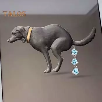 Брошь в виде собаки, какающей, со стразами, в форме сердца, для собаки, нескользящая, для пальто, воротника, сумки, шарфа, украшения для повседневной одежды Dog