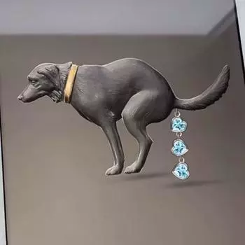 Брошь в виде собаки, какающей, со стразами, в форме сердца, для собаки, нескользящее пальто, воротник, сумка, украшение для шарфа