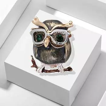 Брошь в виде совы, итальянские пескоструйные зеленые очки сова брошь-булавка аксессуары