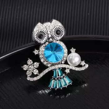 Брошь в виде совы из кристаллов и бриллиантов для женщин, премиальный темперамент, универсальный, милый, с изображением животных, аксессуары для одежды