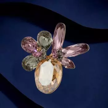 Брошь в виде суккулента из кристаллов, женская брошь с цветочным узором, элегантная, высококачественная, универсальная, для костюма, аксессуары для одежды Electroplated real gold разноцветный