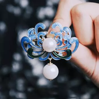 Брошь в виде василька в китайском стиле, женственная, эмалевая, брошь Zouju в виде василька, ретро-платье-ципао Hanfu с аксессуарами