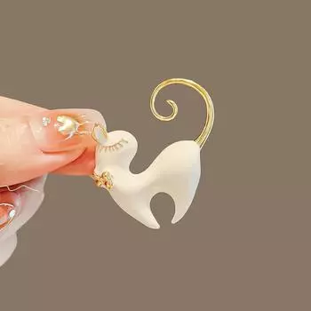 Брошь в виде завитого хвоста котенка, милая, высокого класса, женская, ретро-брошь, модная брошь, воротник, булавка, одежда, ниша, аксессуары для пар