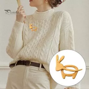 Брошь в виде животного из дерева Гладкая поверхность Свитера Шарфы Булавки Мышь Краб Щенок Кролик Форма Шаль Значок Универсальный трикотажный аксессуар Crab