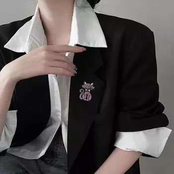 Брошь в виде животного, модная, милая, тонкая работа, износостойкая, антикоррозийная, не выцветающая, розовый котенок, корсаж розовый