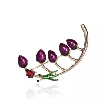 Брошь в виде жука из листа из сплава «Капля масла» Универсальная маленькая свежая одежда Аксессуары красный