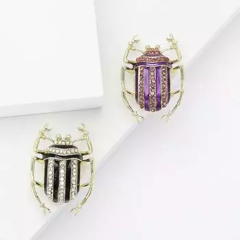 Брошь в виде жука из сплава с эмалью и стразами, изысканная креативная булавка для украшения корсажа для мужской и женской одежды
