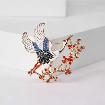 Брошь в виде журавля в виде цветка сливы, сплав, женский популярный национальный стиль, простой темперамент, универсальный костюм, аксессуары, корсаж