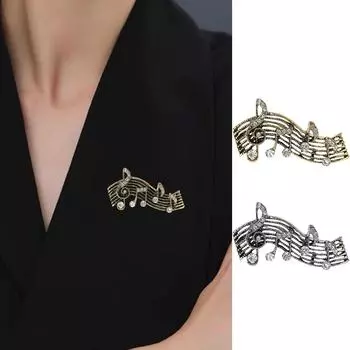 Брошь-заметка из сплава в стиле ретро со стразами, персонализированная и универсальная для мужчин и женщин, пиджака, брошь-украшение в виде цветка на грудь One Size золотой