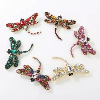 Брошь женская, модная брошь, булавка, кристалл, стрекоза, модные украшения со стразами, шарф, милый белый