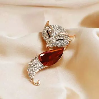 Брошь Женственность Универсальный Кристалл Бриллиант Лиса Брошь Куртка Пальто Анти-Свет Булавка розового золота