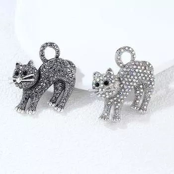 Брошь, значок, дизайн кошки, украшение, темперамент, довольно модный женский значок на лацкане, аксессуары для одежды серебряный