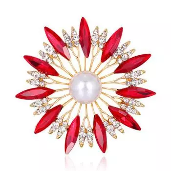 Брошь, значок, изысканная коллекционная винтажная красивая круглая брошь со стразами, булавка для праздника красный
