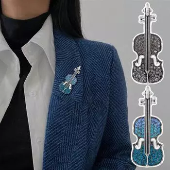 Брошь-значок со скрипкой, металлические булавки с отворотом, потрясающая миниатюрная брошь для женщин и мужчин серебряный