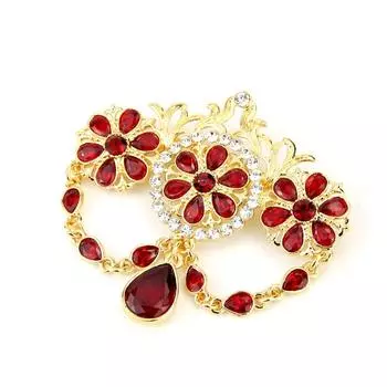 Брошь золотого цвета для женщин и мужчин, цветные кристаллы, кофейные свадебные украшения, подарок для свадебной вечеринки красный