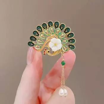 Броши-эмали в китайском стиле Феникс Винтажные Градиентные Кисточки Феникс Корсаж Универсальные Блестящие Значки Аксессуары для Одежды Подарки A2