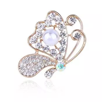 Броши-бабочки со стразами для женщин, элегантные заколки с кристаллами и насекомыми, винтажные модные свадебные булавки с жемчугом, корсаж, лучший подарок