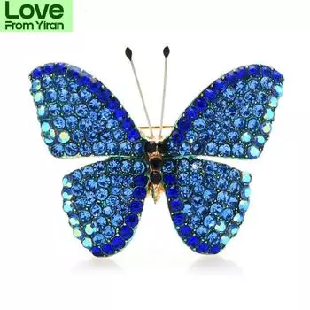 Броши-бабочки со стразами для женщин, унисекс, цветные, насекомые, свадьбы, офисные броши, булавки, подарки красный