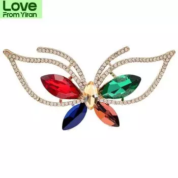 Броши-бабочки со стразами для женщин, зимняя мода, булавка, насекомое, 6 цветов, доступны, высокое качество, новые красный