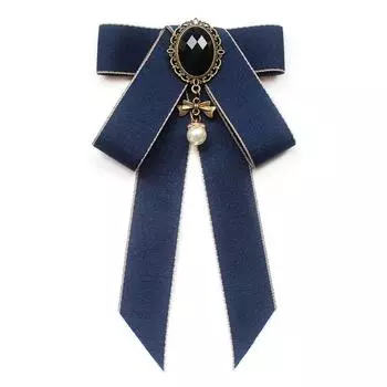 Броши-бантики со стразами, сплав, булавка для воротника рубашки, роскошный галстук-бабочка синий
