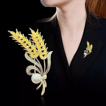 Броши Beaut & Berry «Колос пшеницы» для женщин, синие и желтые булавки с растениями со стразами, 6 стилей, повседневные аксессуары унисекс, подарки 1PCS