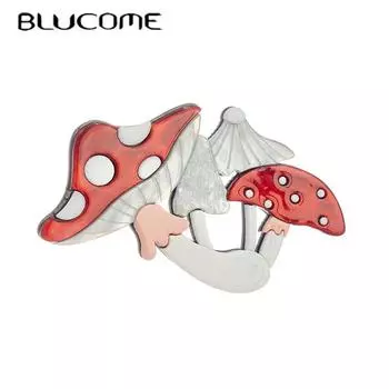 Броши Blucome с грибами, женские стильные акриловые броши с растениями, недавно поступившие, простые милые аксессуары на день рождения, сумки, одежда