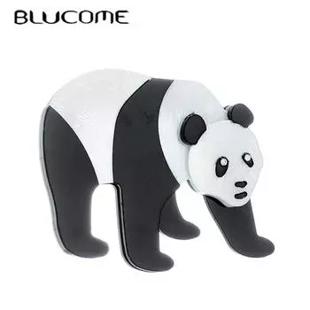 Броши Blucome с мультяшными животными, панда на заказ, эмалированная ручная работа, воротник для одежды, булавки с лацканами, сумка, металлические значки, ювелирные изделия для влюбленных белый