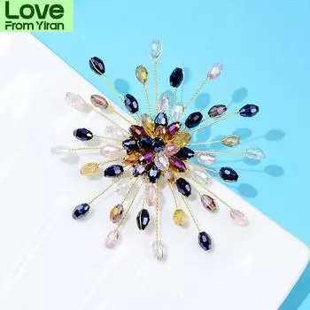 Броши-цветы из хрустальных бусин ручной работы для женщин, модные, новые, элегантные, свадебные украшения