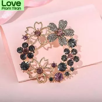 Броши-цветы со стразами для свадеб, офиса, элегантные броши-растения, булавки для женщин и мужчин, ювелирные изделия, булавки для корсажа, брошь