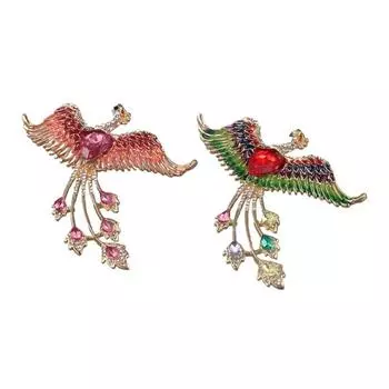 Броши «Летящая птица Феникс» Брошь «Летящая красавица» Брошь «Премиум-темперамент» для офиса розовый