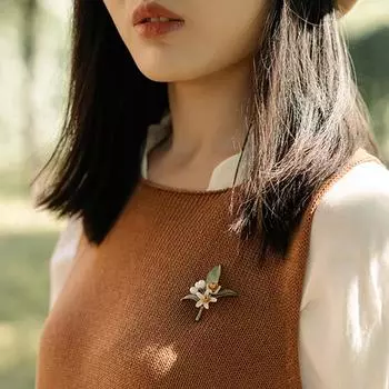 Броши с цветком апельсина и брокколи для женщин, свадебная вечеринка, винтажная зеленая брошь в подарок