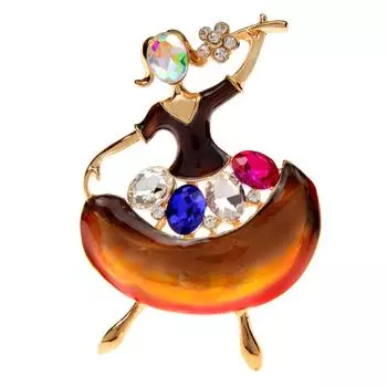 Броши с изображением танцующей девушки из страз и эмали для женщин, модные осенние дизайнерские аксессуары высокого качества