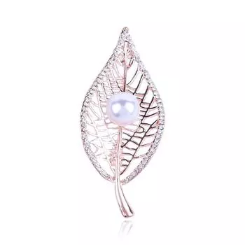 Броши с кристаллами в виде листьев для женщин, крупные жемчужные булавки, высококачественные аксессуары для вечеринок, модные женские очаровательные ювелирные изделия в виде листьев