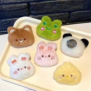 Броши с милыми мультяшными животными, лягушка, медведь, кролик, панда, цыпленок, плюшевая кукла, индивидуальная сумка, булавка на лацкан, одежда, декоративные аксессуары as the picture