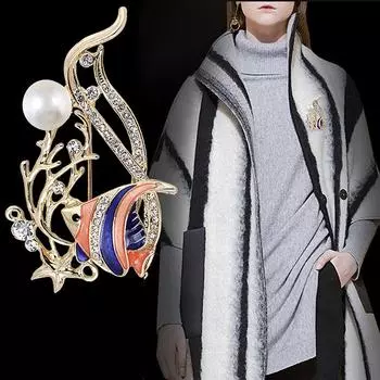 Броши с рыбками из мультиэмали, брошь в виде животного, булавка для корсажа разноцветный