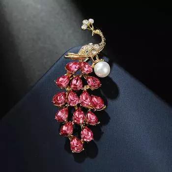 Броши с жемчугом и павлином для женщин, одежда, пальто, аксессуары для вечеринок, подарки розы красного