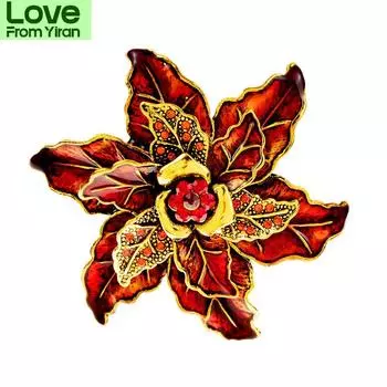 Броши со стразами и красным цветком для женщин, винтажные модные ретро-модные цвета, доступны многослойные аксессуары красный