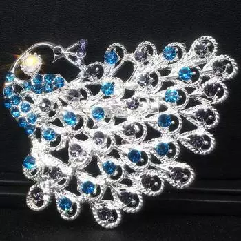 Броши со стразами и павлином, хрустальная брошь в виде животного, булавка, свадебные украшения, подарок для вечеринки белый