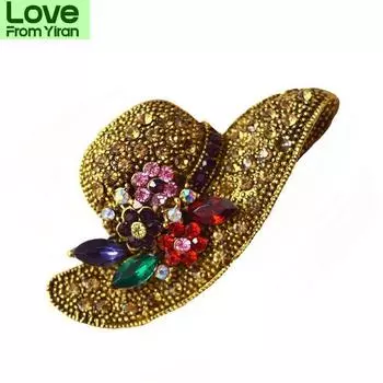 Броши со стразами на шляпу для женщин, модные винтажные летние дизайнерские цветочные украшения, свадебные аксессуары, выбор цветов золотой