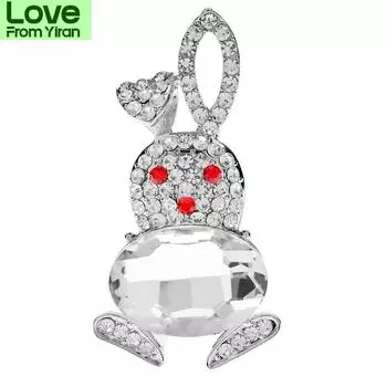 Броши со стразами в виде кролика для женщин, дизайн животных, модные ювелирные изделия, доступные цвета, высокое качество, новое поступление красный