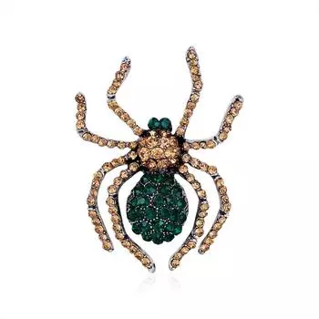 Броши со стразами в виде паука для женщин, булавка в виде насекомого, винтажное пальто, свитер, ювелирные изделия