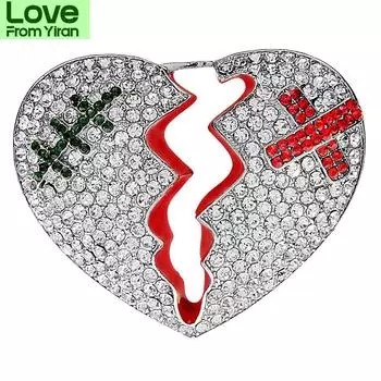 Броши со стразами в виде разбитого сердца для женщин, рок-дизайн, зимняя модная бижутерия, стильные аксессуары золотой