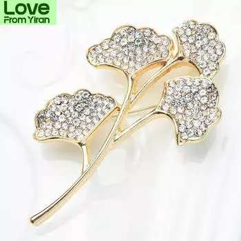 Броши Spakling Gingko Leaves для женщин, унисекс, красивые листья, брошь для офиса, булавки, подарки