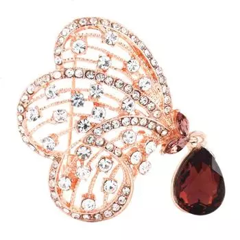 Броши в виде бабочки из кристаллов для женщин, булавка в виде насекомого, 3 цвета, брошь в виде бабочки для вечеринки, офиса, подарки красный