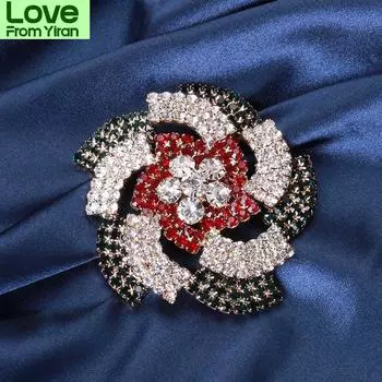 Броши в виде цветка для женщин в виде дворцового дизайна, леди, стразы, мельница, вечеринка, повседневная брошь, булавка, подарки
