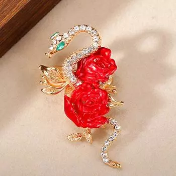 Броши в виде цветка-змеи Брошь в виде змеиной кости во французском стиле Изысканные и стильные аксессуары для одежды Сверкающая брошь высокого класса